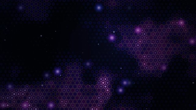 Futuristic Hexagon Grid Noise Flow Looping Background. Digital Technology Sci-Fi Hex Grid Animation Background