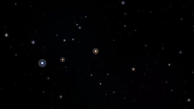Abstract Glowing Bokeh Star Particles Floating Night Sky Overlay Isolated Black Background 4K Video
