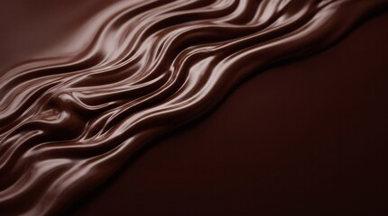Naklejka premium Smooth flowing dark chocolate waves creating a luxurious abstract background texture.