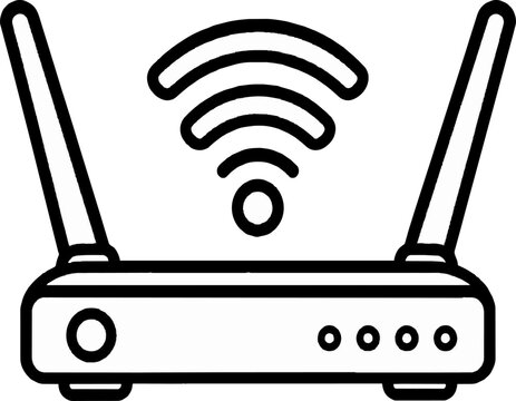 Wireless internet router device with signal waves icon illustration wi fi device network router wi fi signal wireless connection wi fi router broadband router wi fi icon wireless technology