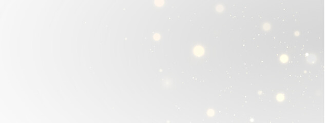 Golden bokeh lights and sparkling dust on a transparent background. Festive glowing light effect overlay with copy space. Abstract magic glitter banner for holiday design © Elena