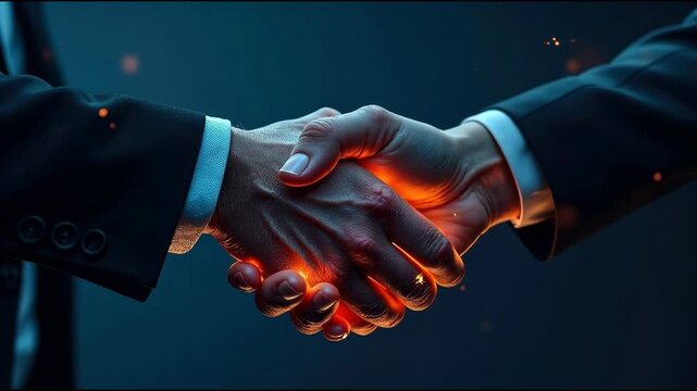 Two individuals shaking hands in a close-up shot