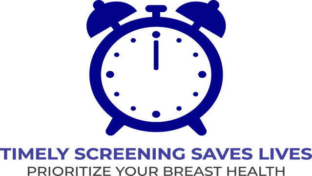 Timely screening saves lives vector graphic design with alarm clock and text