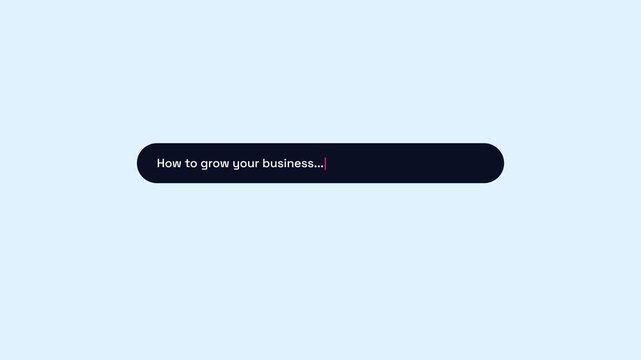 Search Bar UI Animation Typing How To Grow Your Business with Loading Result Cards on Light Background