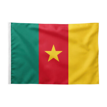 National flag of cameroon with green red and yellow stripes and a yellow star isolated on transparent background