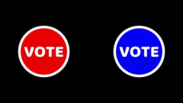 Animated click vote button online voting motion graphics video footage in 4k animation with alpha channel on transparent background