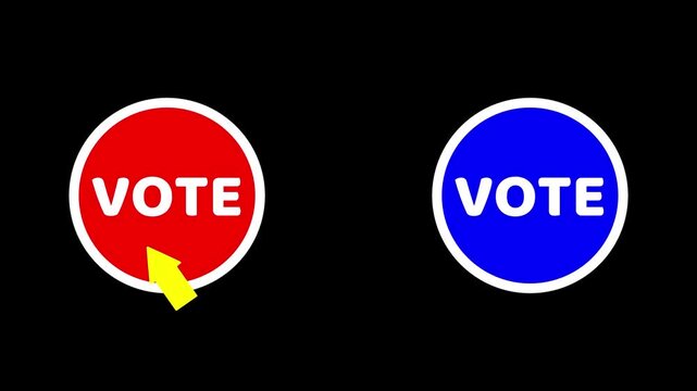 Animated click vote button online voting motion graphics video footage in 4k animation with alpha channel on transparent background