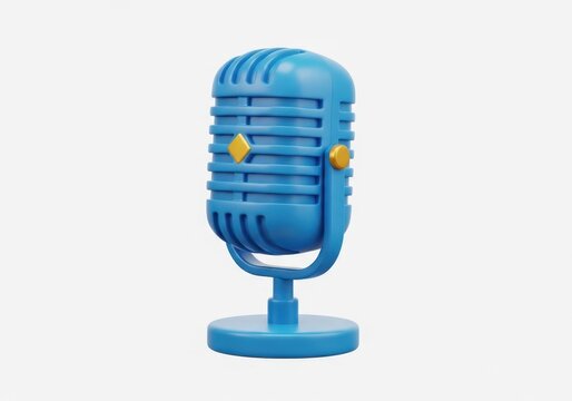 Blue vintage microphone on stand isolated