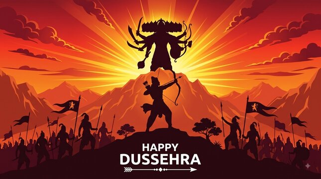 Happy Dussehra and Subh Vijayadashami with ravan dahan