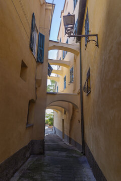 Street view of Imperia old town, Italy