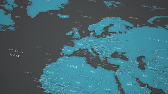 European Union on a detailed political map of the world.