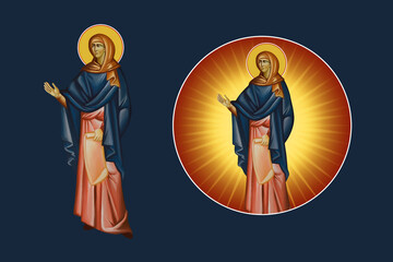 Naklejka premium Anna the Prophetess. Illustration - fresco set in Byzantine style
