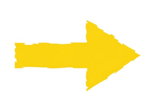 Bright yellow right pointing arrow with rough edges