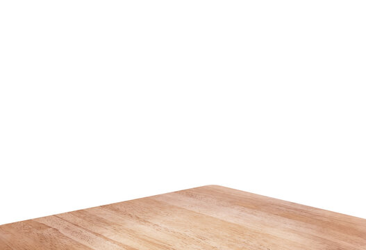 Perspective wood tabletop with copy space PNG transparent.