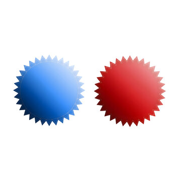 Blue Red Starburst Price Tag Sale Badges Promo Labels Isolated on Transparent PNG