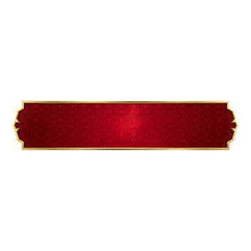 Luxury Red Gold Header Banner Frame Isolated on Transparent PNG