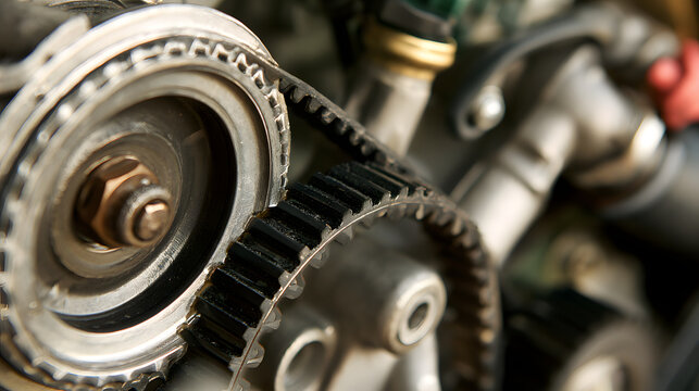 The car's timing belt and pulley mechanism