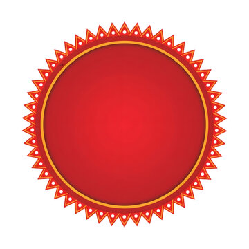 Red Gold Decorative Round Seal Badge Emblem Border Isolated on Transparent PNG