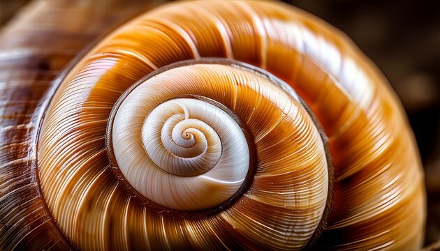 Close Up Macro Shot Of A Snail Shell Spiral Texture