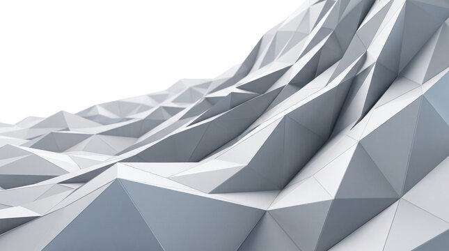 Abstract low poly background, white geometric mountain landscape, minimalist 3D polygonal texture for corporate tech design