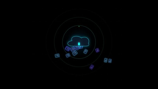 Cloud data backup and file storage collection animation