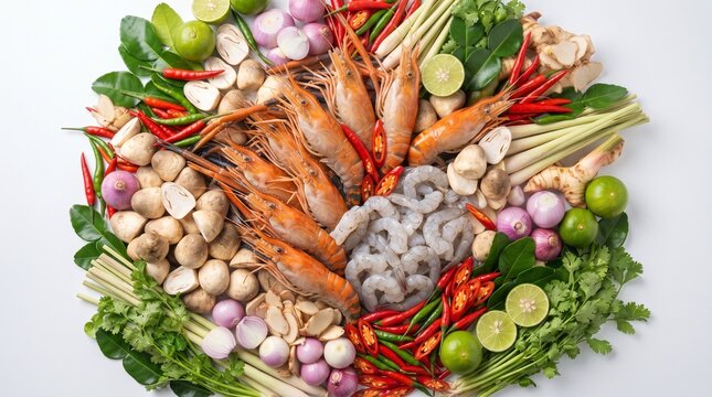Tom Yum ingredients piled together