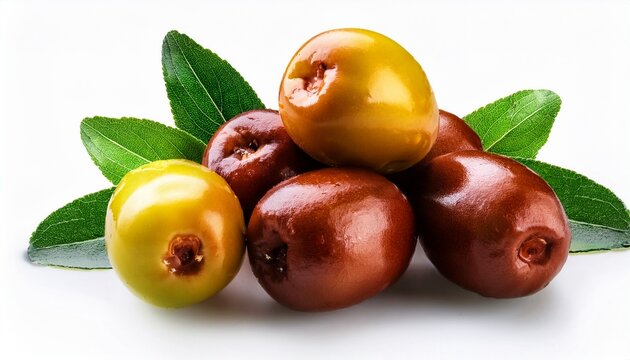 Jujube Ziziphus Fruit With Leaves Closeup