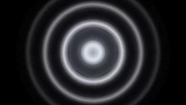 Pulsating Concentric White Circles Hypnotic Tunnel Animation on Black Background