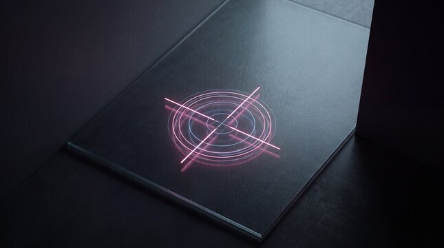 Target crosshair representing digital security infrastructure, 3d...
