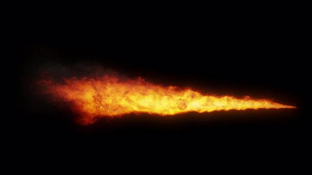 VFX Fire Breath | Sideview | 12 Seconds | Straight Alpha