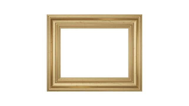 Golden wooden picture frame with white mat and empty center on plain background framing solution framed wall decor framed art space home decor acc