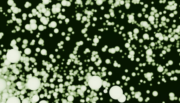 Glowing spheres floating in abstract digital design with dark