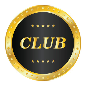 Stylish golden and black 'CLUB' membership badge with decorative stars, symbolizing loyalty, community, and exclusive belonging.
