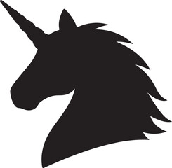 Fototapeta premium Unicorn silhouette profile head on transparent background.