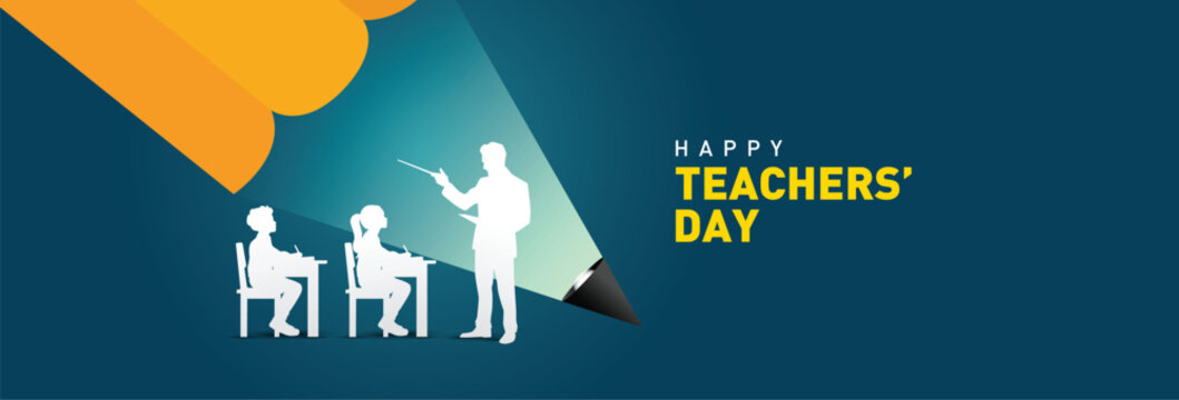 Happy Teacher's day concept vector illustration background. Creative teacher's day vector education concept.