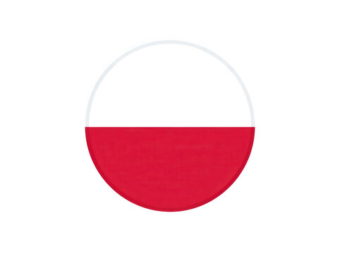 Round poland flag icon with white and red colors on a simple circular shape isolated on transparent background