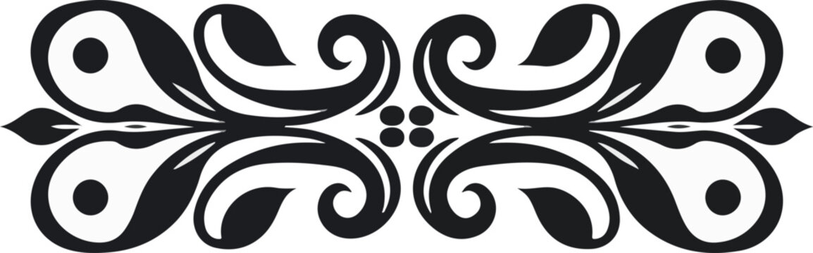 Ornate Swirl Flourish Header Line Art Vector Graphic