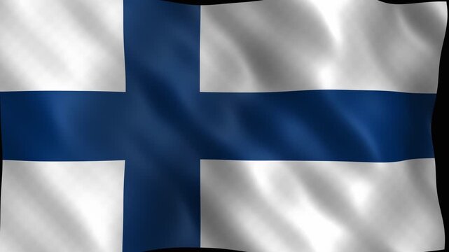 National flag of finland waving gracefully in the wind. 4K Video