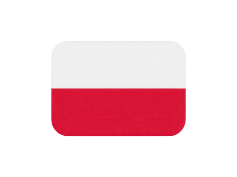 A simple rectangular icon of the national flag of poland with rounded corners isolated on transparent background