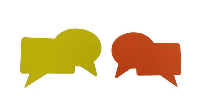 Yellow and orange speech bubble icons representing communication and conversation isolated on transparent background