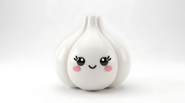 Cute garlic bulb illustration with a friendly smiling face design
