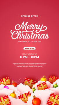 Merry Christmas Special Offer Social Media Story Template with Gifts