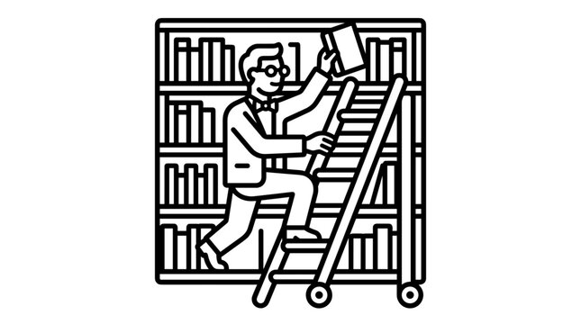 Smart profesor vector reaching for a book in a library shelf