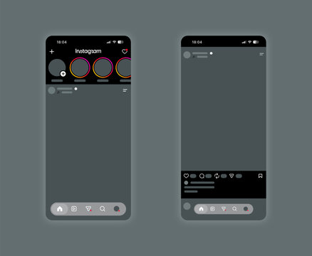 Instagram social media post mobile phone mockup template dark mode