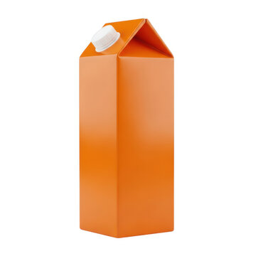 Orange juice carton with white cap isolated on white background
