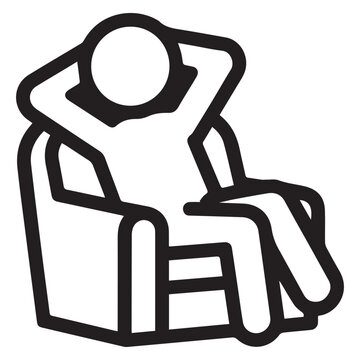 Man relaxing on armchair sofa chair comfort line icon vector illustration
