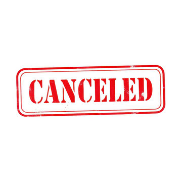 Red canceled stamp on white background isolated on white background