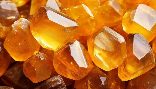 Citrine Yellow Quartz Macro Detail Texture Background Close Up Raw Rough Unpolished Semi Precious Gemstone