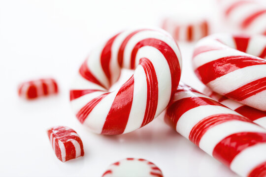 transparent candy cane with peppermint pieces for festive holiday designs