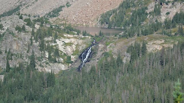 Waterfall Flowing from Lake Isabelle in Colorado Rocky Mountains